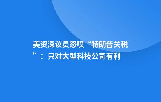美资深议员怒喷“特朗普关税”:只对大型科技公司有利