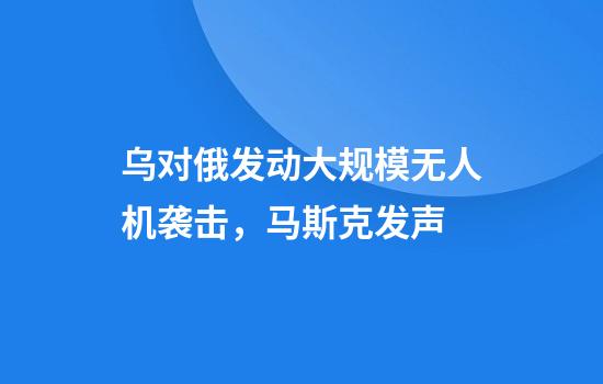 乌对俄发动大规模无人机袭击,马斯克发声