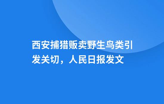 西安捕猎贩卖野生鸟类引发关切,人民日报发文