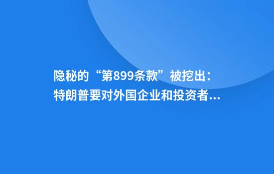 隐秘的“第899条款”被挖出:特朗普要对外国企业和投资者“下手”?