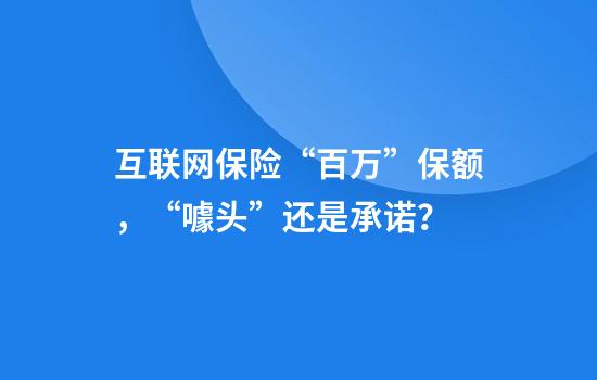 互联网保险“百万”保额,“噱头”还是承诺?