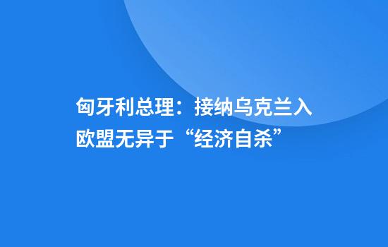 匈牙利总理:接纳乌克兰入欧盟无异于“经济自杀”