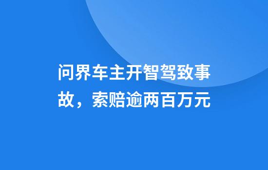 问界车主开智驾致事故,索赔逾两百万元