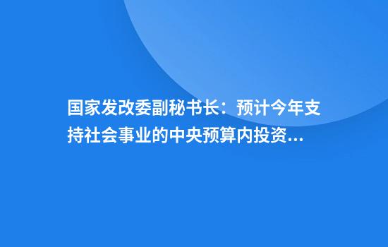 国家发改委副秘书长：预计今年支持社会事业的中央预算内投资规模将比“十三五”末提高30%以上