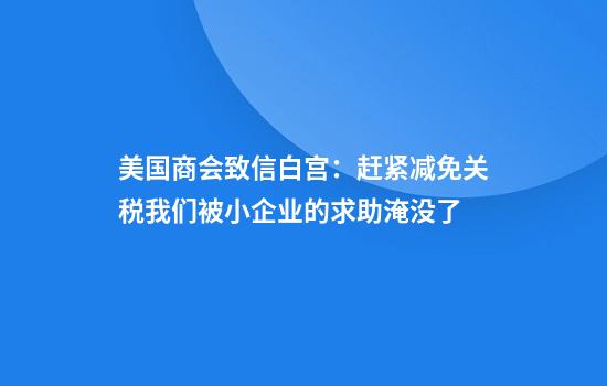 美国商会致信白宫:赶紧减免关税我们被小企业的求助淹没了