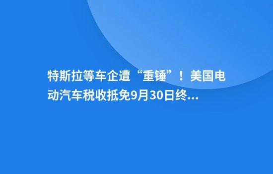 特斯拉等车企遭“重锤”!美国电动汽车税收抵免9月30日终止