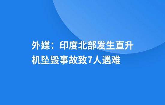 外媒:印度北部发生直升机坠毁事故致7人遇难