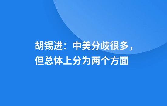 胡锡进:中美分歧很多,但总体上分为两个方面